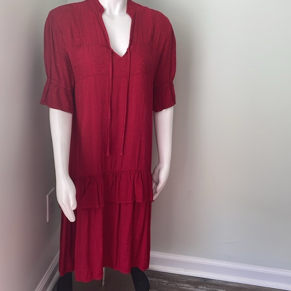 Anthropologie, LACAUSA red ruffle dress size small - Picture 2 of 7